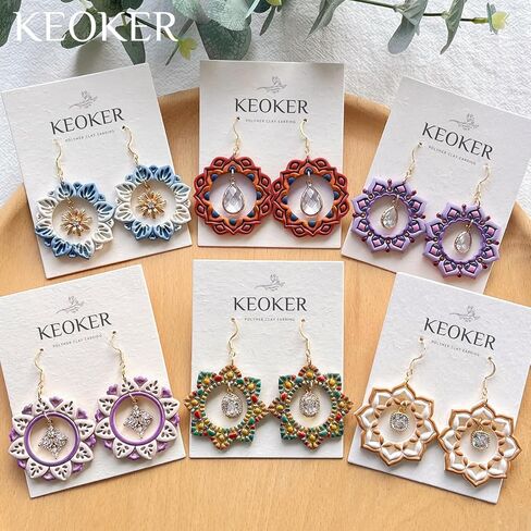 Keoker Mandala Circle Frame Polymer Clay Cutters, 6 Shapes Mandala Clay Earring Cutters for Polymer Clay Jewelry in Kuwait