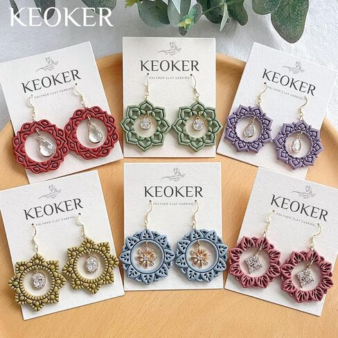 Keoker Mandala Circle Frame Polymer Clay Cutters, 6 Shapes Mandala Clay Earring Cutters for Polymer Clay Jewelry in Kuwait
