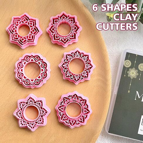 Keoker Mandala Circle Frame Polymer Clay Cutters, 6 Shapes Mandala Clay Earring Cutters for Polymer Clay Jewelry in Kuwait