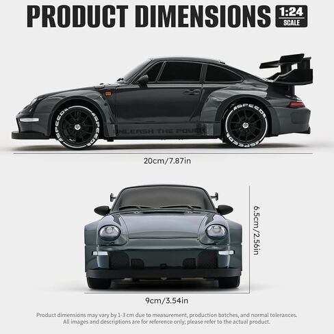 RC Drift Car,1:24 Scale Remote Control Car, 2.4GHz 20KM/H 4WD High Speed RC Cars for Kids with LED Light, Two Batteries,Drifting Tires,Racing Vehicle Toy for Adults Boys Girls Gray in Kuwait