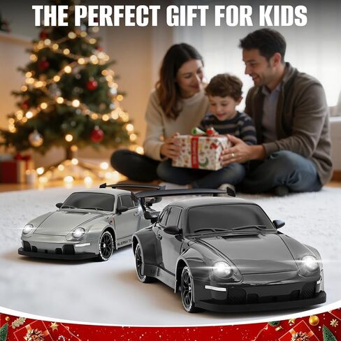 RC Drift Car,1:24 Scale Remote Control Car, 2.4GHz 20KM/H 4WD High Speed RC Cars for Kids with LED Light, Two Batteries,Drifting Tires,Racing Vehicle Toy for Adults Boys Girls Gray in Kuwait