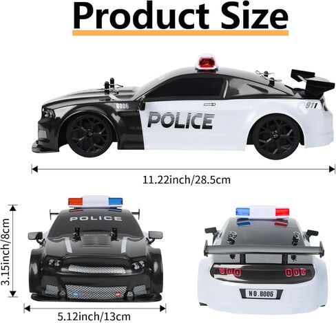 iBlivers RC Drift Police Car, 1:14 Remote Control Police Car 4WD Drift GT RC Cars Vehicle High Speed Racing RC Drifting Car Gifts Toy for Boys Kids in Saudi Arabia