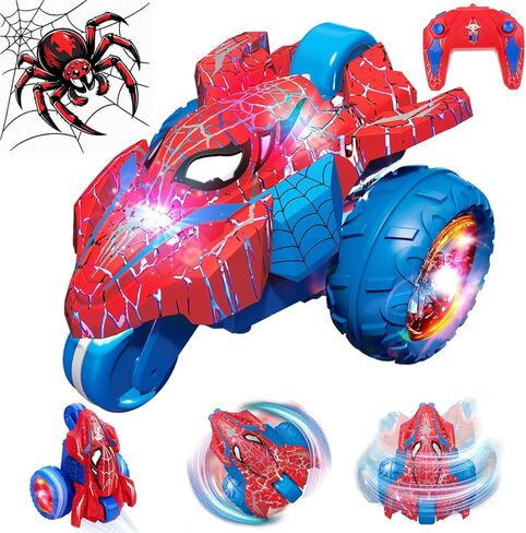 دراجة ثلاثية العجلات Spider RC للأولاد، سيارة دراجة نارية بجهاز تحكم عن بعد بثلاث عجلات مع دوران 360 درجة وقيادة على الوجهين، 2.4 جيجا هرتز قابلة لإعادة الشحن LED لعبة سيارة RC هدية للأطفال من سن 3 إلى 9 سنوات in Kuwait