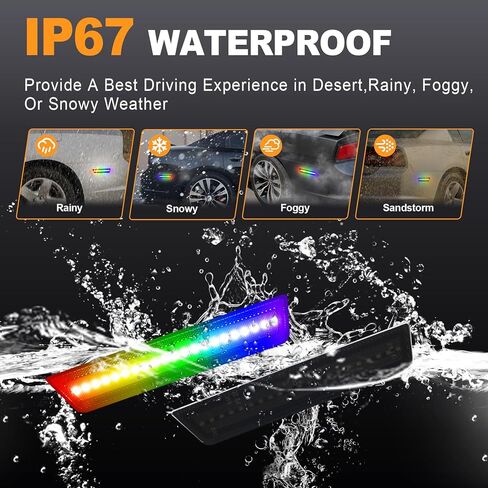 RGB LED Side Marker Lights Compatible with Dodge Charger 2011-2014,Dodge Challenger 2008-2014 Rear Fender Bumper Lamps with RF Remote 16 Colors Strobe Light Somked Lens Pack of 2 in Kuwait