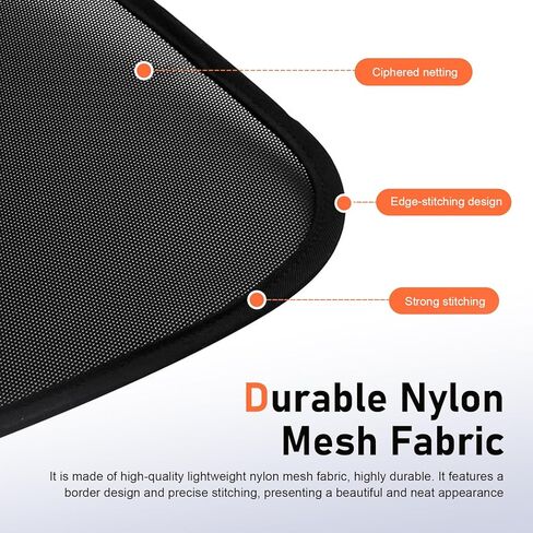 2 Pack Car Window Shades, Universal UV Protection Sunshade for Side Windows, Strong Light Glare Blocking Suction Cup Curtain, Privacy Shield for Baby Sleeping Camping Napping, Fit 98% Most Cars in Kuwait