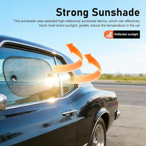 2 Pack Car Window Shades, Universal UV Protection Sunshade for Side Windows, Strong Light Glare Blocking Suction Cup Curtain, Privacy Shield for Baby Sleeping Camping Napping, Fit 98% Most Cars in Kuwait