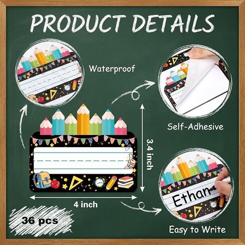 Desk Name Tags for Classroom, 36 Pcs Waterproof Student Name Plates for Desks, Reusable Classroom Name Tags for Lockers Cubbies Bulletin Boards, Back to School Teacher Supplies in Saudi Arabia