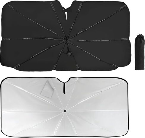 Windshield Sun Shade Umbrella - Protect Car from Sun Rays & Heat Damage Keep Cool & Protect Interior (56" L x 31" W) in Saudi Arabia