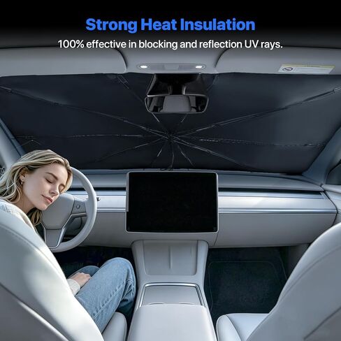 Windshield Sun Shade Umbrella - Protect Car from Sun Rays & Heat Damage Keep Cool & Protect Interior (56" L x 31" W) in Saudi Arabia