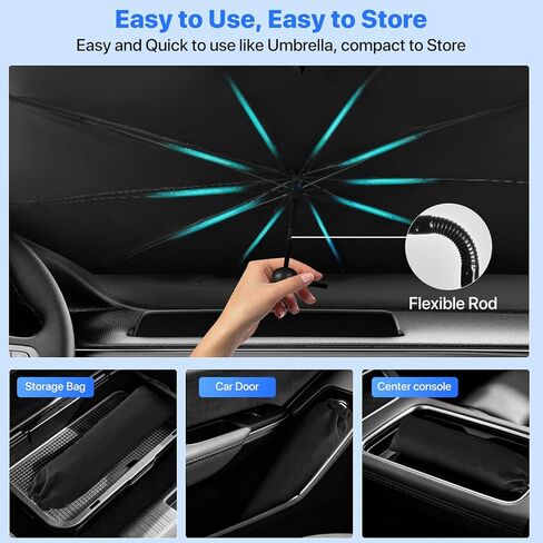 Windshield Sun Shade Umbrella - Protect Car from Sun Rays & Heat Damage Keep Cool & Protect Interior (56" L x 31" W) in Saudi Arabia