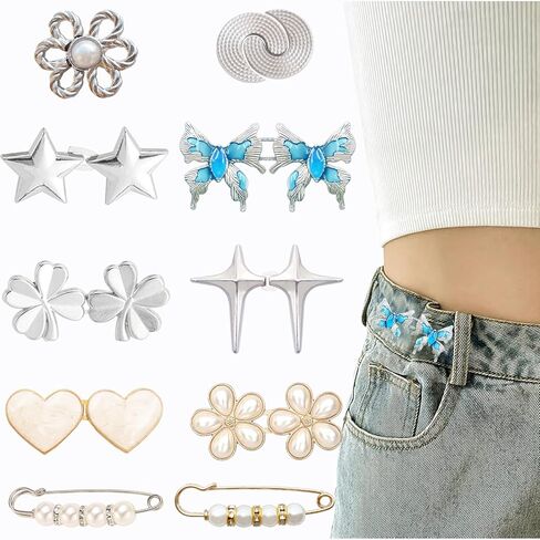 10 Set Pant Waist Tightener, Adjustable Pant Clips Waist Tightener Buttons Pins for Loose Jeans Waist Tightener for Pants Women in Saudi Arabia