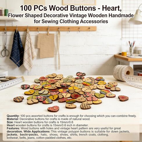 100 Pcs Decorative Sewing Buttons for DIY Crafts | Sewing, Clothing Embellishment, Craft Projects & Home Decor Accessories in Saudi Arabia