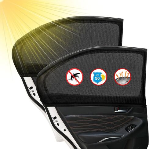 2 Pack Back Car Window Covers Shades Car Side Window Sun Shades,Sunshade for car Window Baby, UV Protection Breathable Spandex Window Covers, Universal Fit Most (99%) of Cars(Medium 42.5"x27.5") in Kuwait