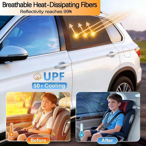 2 Pack Back Car Window Covers Shades Car Side Window Sun Shades,Sunshade for car Window Baby, UV Protection Breathable Spandex Window Covers, Universal Fit Most (99%) of Cars(Medium 42.5"x27.5") in Kuwait