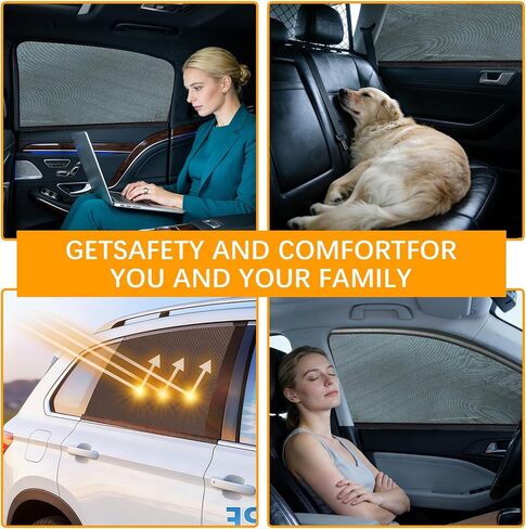 2 Pack Back Car Window Covers Shades Car Side Window Sun Shades,Sunshade for car Window Baby, UV Protection Breathable Spandex Window Covers, Universal Fit Most (99%) of Cars(Medium 42.5"x27.5") in Kuwait