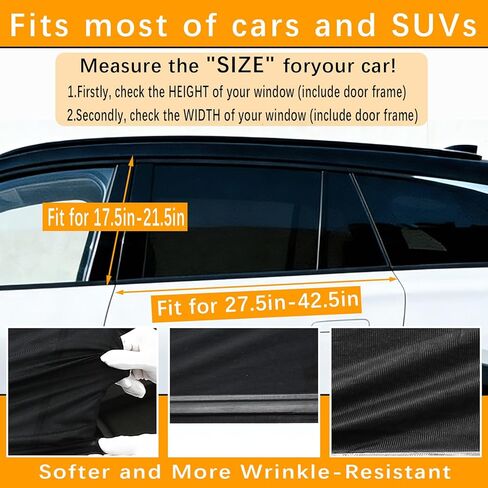 2 Pack Back Car Window Covers Shades Car Side Window Sun Shades,Sunshade for car Window Baby, UV Protection Breathable Spandex Window Covers, Universal Fit Most (99%) of Cars(Medium 42.5"x27.5") in Kuwait