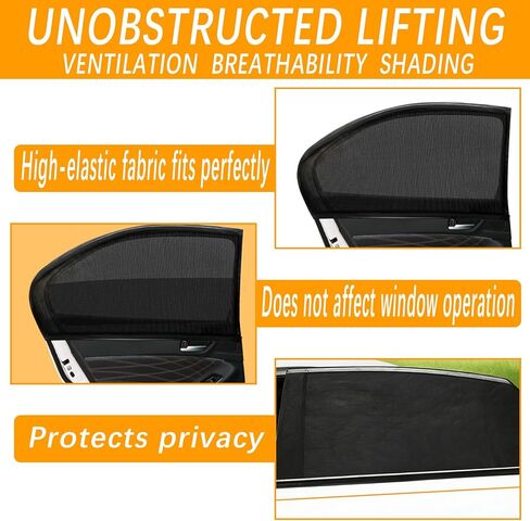 2 Pack Back Car Window Covers Shades Car Side Window Sun Shades,Sunshade for car Window Baby, UV Protection Breathable Spandex Window Covers, Universal Fit Most (99%) of Cars(Medium 42.5"x27.5") in Kuwait