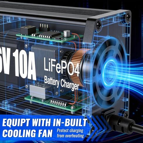 12V LiFePO4 Battery Charger, 14.6V 10A Smart Automatic 12V Lithium Battery Charger with Overcharge Protection for Car, RV, Boat, Motorcycle in Saudi Arabia