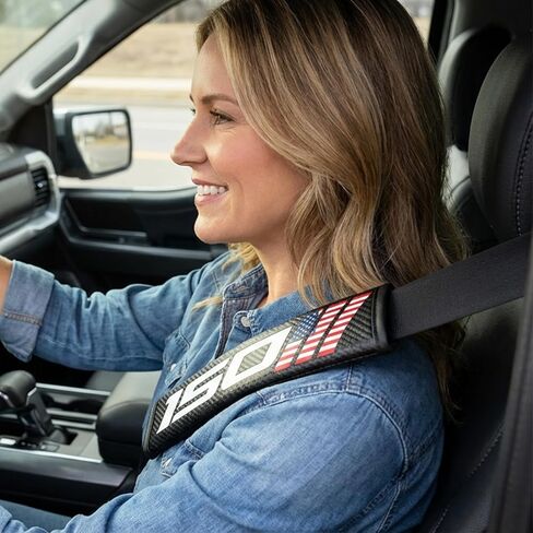 Seat Belt Strap Cover Pad,Compatible with F 150, Interior Car Accessories, for Auto Car Truck Pickup 2025, Carbon Fiber Leather, Shoulder Neck Cushion Protector, 2 PCS in Saudi Arabia