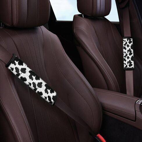 Cow Print Seat Belt Pads, Black and White Cow Car Accessories, Soft Belt Shoulder Pads, Machine Washable Seat Belt Covers for Cars Trucks SUVs in Saudi Arabia
