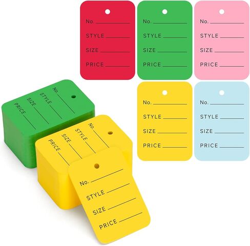 Jijacraft 1000 Pcs Price Tags - Colored Clothing Tags for Retail - 1.97×1.38 Inch Small Paper Tags with Box, Writable Price Labels with Pre-Punched Holes for Clothes,Jewelry, Garage Sale and Display in Kuwait