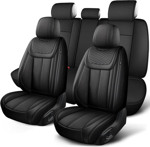 Car Seat Covers Full Set, Universal Fit Black Seat Protectors, Waterproof Anti-Slip Automotive Leather Car Seat Cushion for Most Sedan, SUV, Pick-up Truck,Seat Covers for cars Front and Rear,5 Seats in Kuwait