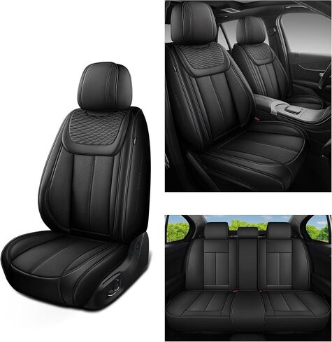 Car Seat Covers Full Set, Universal Fit Black Seat Protectors, Waterproof Anti-Slip Automotive Leather Car Seat Cushion for Most Sedan, SUV, Pick-up Truck,Seat Covers for cars Front and Rear,5 Seats in Kuwait