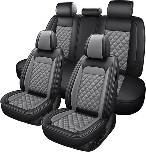 Car Seat Covers Full Set, Universal Fit Black Seat Protectors, Waterproof Anti-Slip Automotive Leather Car Seat Cushion for Most Sedan, SUV, Pick-up Truck,Seat Covers for cars Front and Rear,5 Seats in Kuwait