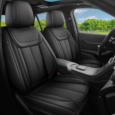 Car Seat Covers Full Set, Universal Fit Black Seat Protectors, Waterproof Anti-Slip Automotive Leather Car Seat Cushion for Most Sedan, SUV, Pick-up Truck,Seat Covers for cars Front and Rear,5 Seats in Kuwait