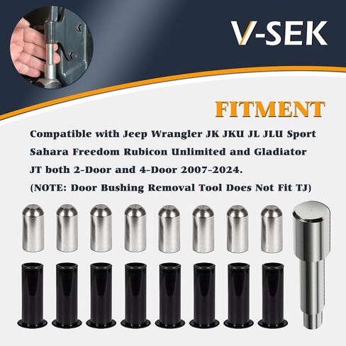 Door Pin Guides + Door Hinge Liners + Door Bushing Removal Tool Compatible with Jeep Wrangler JK JKU JL JLU Sports Sahara Freedom Unlimited Gladiator 2/4-Door 2007-2024 Stainless Steel (17 PCS) in Saudi Arabia
