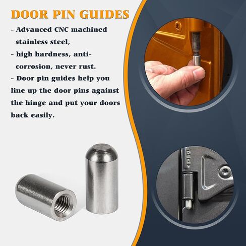Door Pin Guides + Door Hinge Liners + Door Bushing Removal Tool Compatible with Jeep Wrangler JK JKU JL JLU Sports Sahara Freedom Unlimited Gladiator 2/4-Door 2007-2024 Stainless Steel (17 PCS) in Saudi Arabia