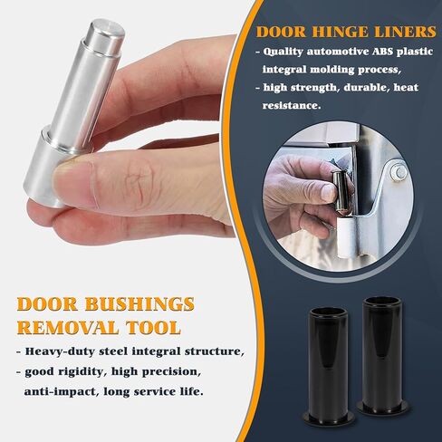 Door Pin Guides + Door Hinge Liners + Door Bushing Removal Tool Compatible with Jeep Wrangler JK JKU JL JLU Sports Sahara Freedom Unlimited Gladiator 2/4-Door 2007-2024 Stainless Steel (17 PCS) in Saudi Arabia