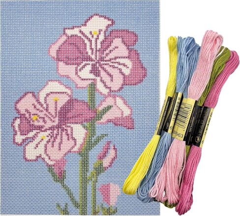 مجموعات Howie's Needlepoint Flower Needlepoint، مجموعات بداية نمط التطريز المطبوع 18CT، مجموعات قماش أنماط مختومة (عباد الشمس، 5x7 بوصة) in Kuwait