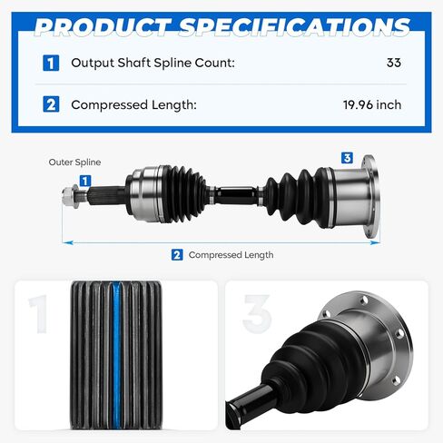 TadaMark 2PCs Front CV Axle Shaft Assembly fit for Ford F-150 4WD 1997-2003, for Expedition 1997-2002, for Lincoln Navigator 1998-2002-4.2L 4.6L 5.4L, for 4WD Only NOT for RWD, Left and Right Side in Kuwait