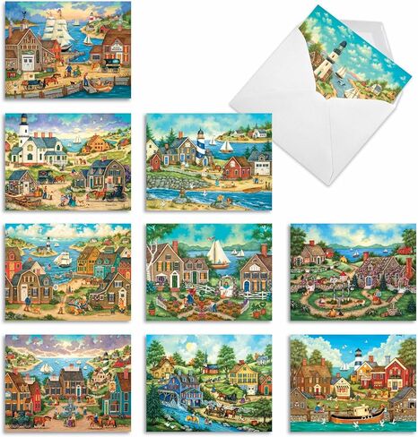 The Best Card Company - 10 بطاقات ملاحظات فارغة في صندوق (4 × 5.12 بوصة) - الهندسة المعمارية، بطاقات متنوعة لجميع المناسبات - Stairways to Heaven M3095 in Kuwait