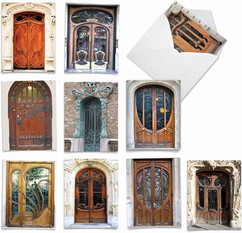 The Best Card Company - 10 بطاقات ملاحظات فارغة في صندوق (4 × 5.12 بوصة) - الهندسة المعمارية، بطاقات متنوعة لجميع المناسبات - Stairways to Heaven M3095 in Kuwait