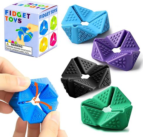 Silicone Fidget Toys ,4PCS Stress Relief Sensory Toys for Autism ADHD Anxiety,Fun Textures Gadgets,Office Desk Toy,Stocking Stuffers for Women Men Best Gift (4 PCS) in Saudi Arabia