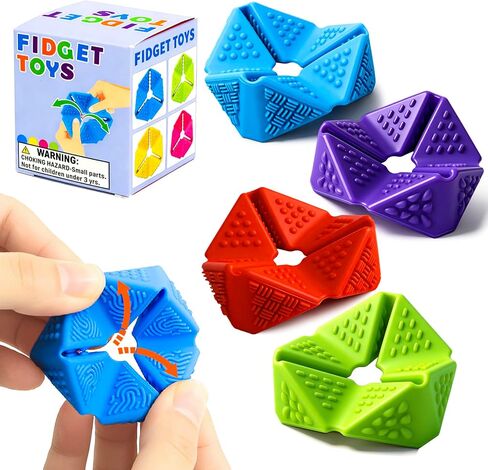 Silicone Fidget Toys ,4PCS Stress Relief Sensory Toys for Autism ADHD Anxiety,Fun Textures Gadgets,Office Desk Toy,Stocking Stuffers for Women Men Best Gift (4 PCS) in Saudi Arabia