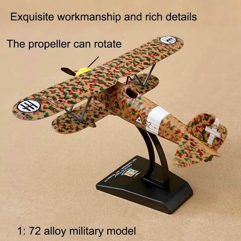 ZEZEFUFU 1:72 Alloy WWII Italian CR.42 Falco Biplane Fighter Model Aviation Science Exhibition Model in Kuwait