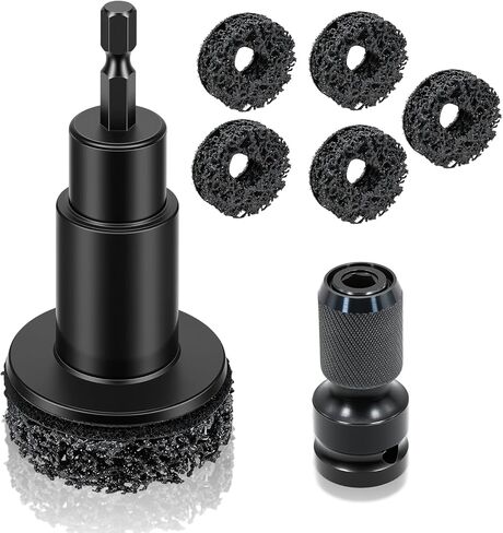 Wheel Hub Cleaning Tool with 5 Replaceable Pads, Effective Rust & Paint Remover for Lug Studs and Rotors, Fits 1/2" Wrenches & Electric Drills, Durable Automotive Maintenance Tool for Hub Resurfacing in Saudi Arabia