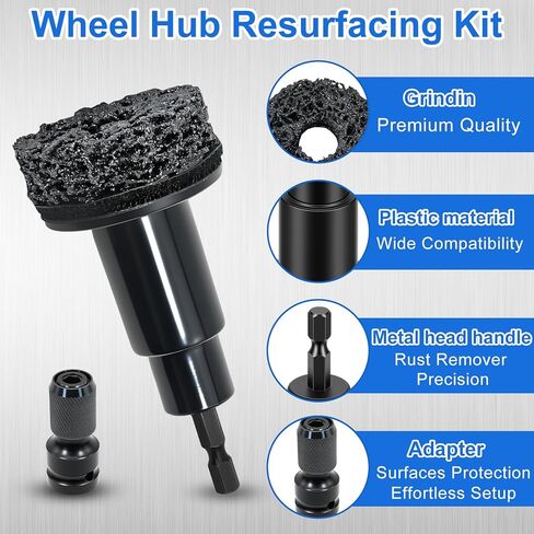 Wheel Hub Cleaning Tool with 5 Replaceable Pads, Effective Rust & Paint Remover for Lug Studs and Rotors, Fits 1/2" Wrenches & Electric Drills, Durable Automotive Maintenance Tool for Hub Resurfacing in Saudi Arabia