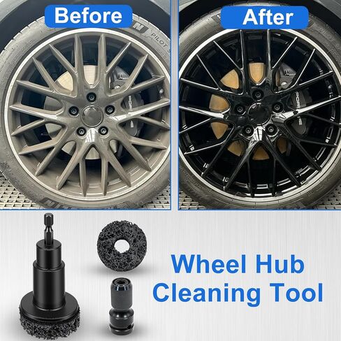 Wheel Hub Cleaning Tool with 5 Replaceable Pads, Effective Rust & Paint Remover for Lug Studs and Rotors, Fits 1/2" Wrenches & Electric Drills, Durable Automotive Maintenance Tool for Hub Resurfacing in Saudi Arabia