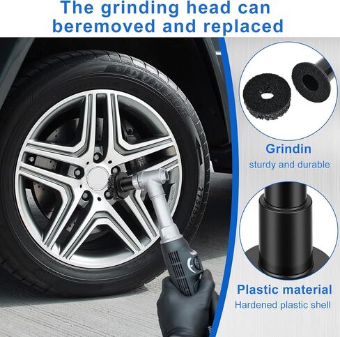 Wheel Hub Cleaning Tool with 5 Replaceable Pads, Effective Rust & Paint Remover for Lug Studs and Rotors, Fits 1/2" Wrenches & Electric Drills, Durable Automotive Maintenance Tool for Hub Resurfacing in Saudi Arabia