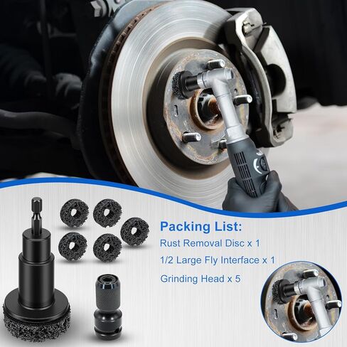 Wheel Hub Cleaning Tool with 5 Replaceable Pads, Effective Rust & Paint Remover for Lug Studs and Rotors, Fits 1/2" Wrenches & Electric Drills, Durable Automotive Maintenance Tool for Hub Resurfacing in Saudi Arabia