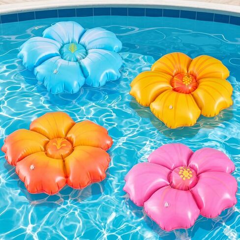 Sotiff Inflatable Hibiscus Pool Decorations with Air Pump 20 Inch PVC Flowers for Summer Pool Party Luau Beach Decor in Kuwait
