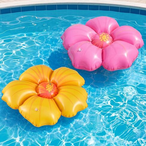 Sotiff Inflatable Hibiscus Pool Decorations with Air Pump 20 Inch PVC Flowers for Summer Pool Party Luau Beach Decor in Kuwait