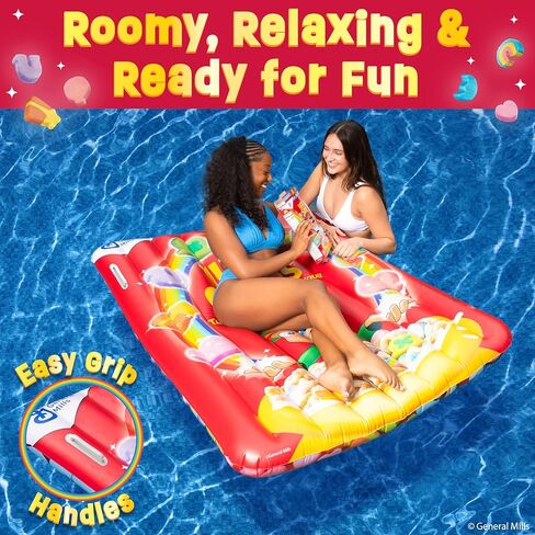 Lucky Charms Reversible Pool Float Double Sided Cereal Box and Rainbow Charm Inflatable with Built in Handles Extra Large 5.8 Foot Cereal Shaped Floatie for Pool Beach and Lake in Kuwait