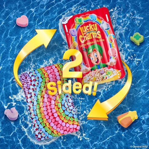 Lucky Charms Reversible Pool Float Double Sided Cereal Box and Rainbow Charm Inflatable with Built in Handles Extra Large 5.8 Foot Cereal Shaped Floatie for Pool Beach and Lake in Kuwait