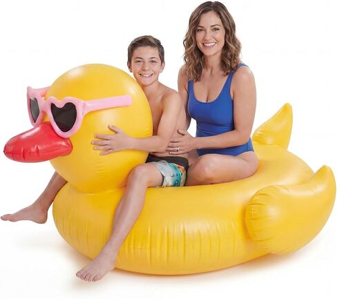 Hungdao 74 L x 57" W Giant Inflatable Ducky Pool Float Huge Inflatable Duck Float Oversized Ride on Animal Pool Floats Lake Tubes Large Water Lounge Chair for Beach with Stable Wings Without Pump in Kuwait