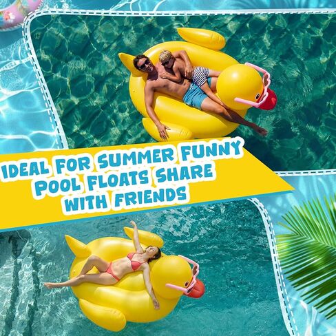 Hungdao 74 L x 57" W Giant Inflatable Ducky Pool Float Huge Inflatable Duck Float Oversized Ride on Animal Pool Floats Lake Tubes Large Water Lounge Chair for Beach with Stable Wings Without Pump in Kuwait